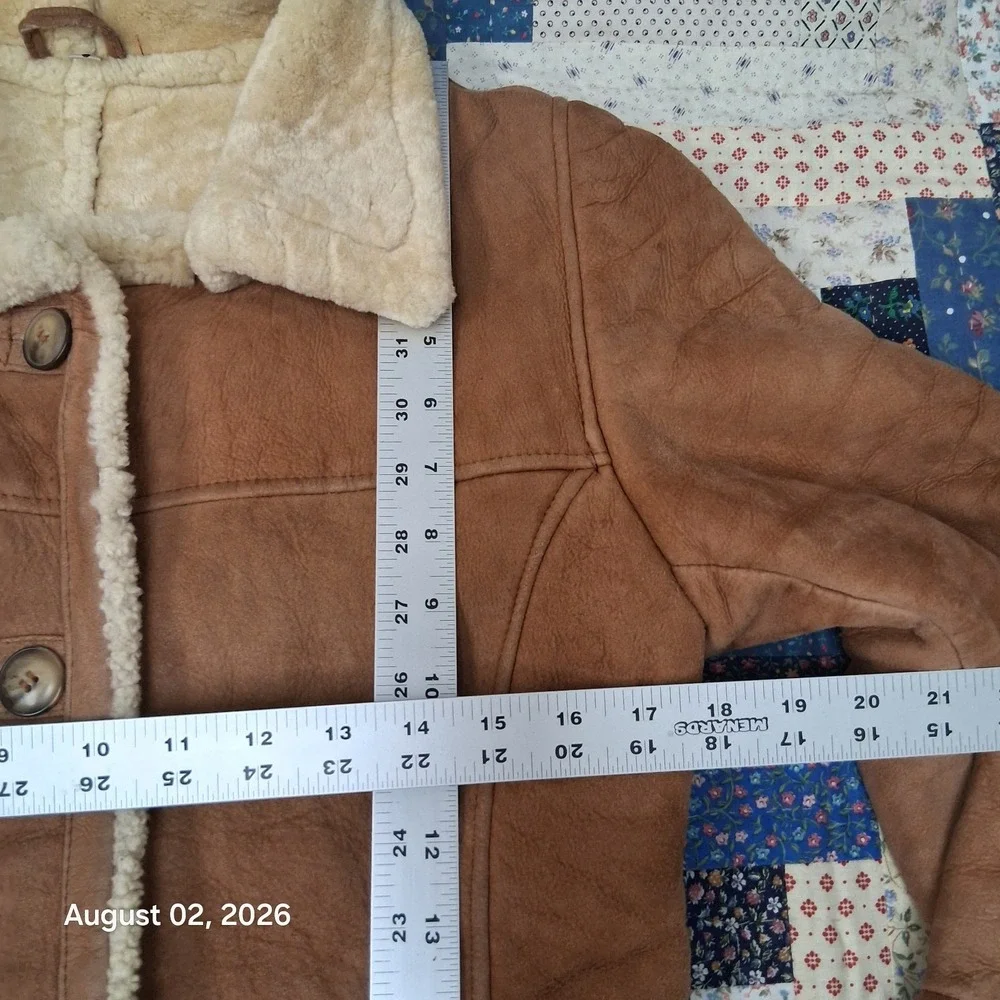 Vintage Womens Shearling Sheepskin Coat Size Small Brown Leather Argentina Long